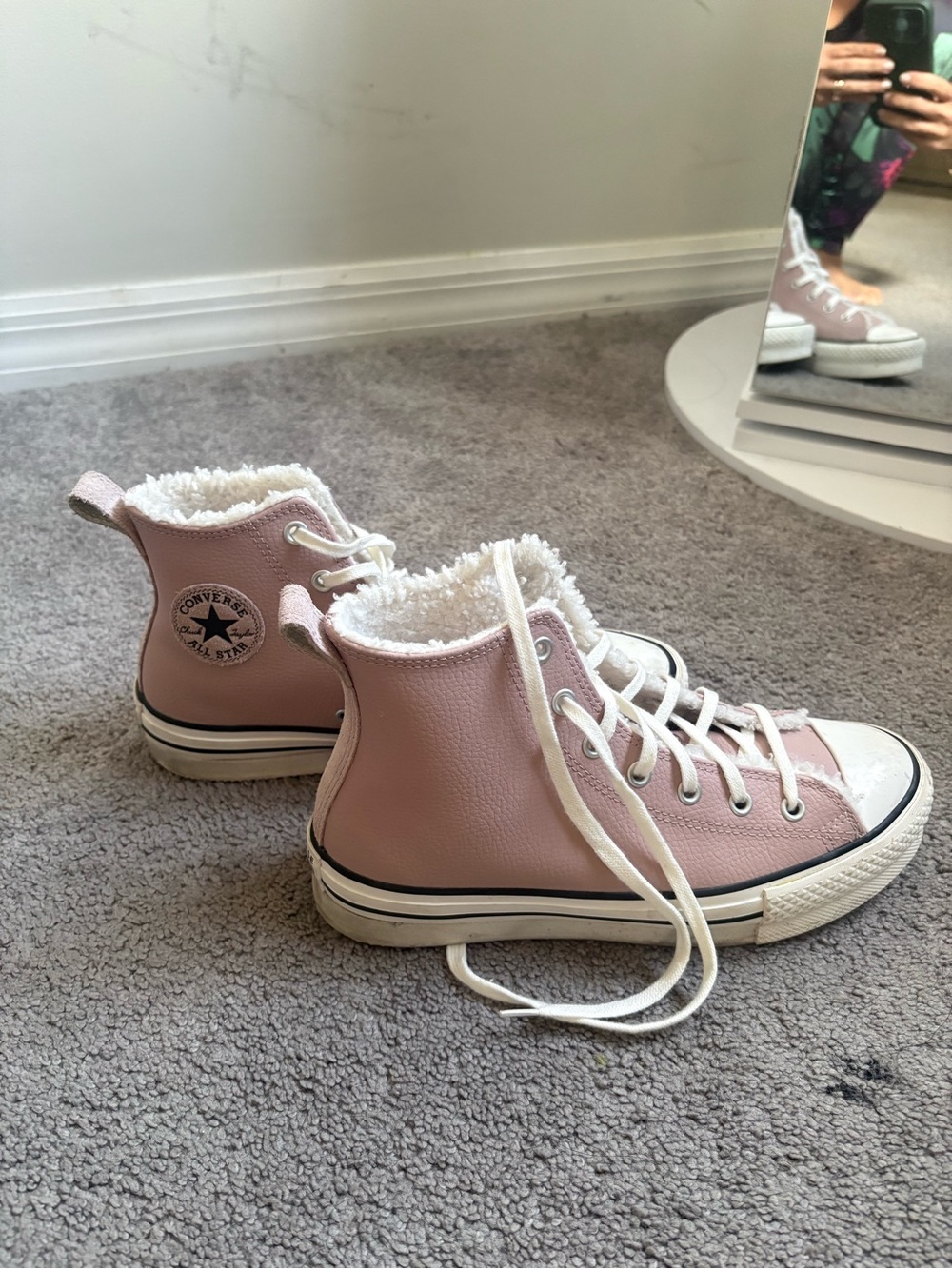 Converse Kids' Pink Sherpa-Lined High-Top Sneakers